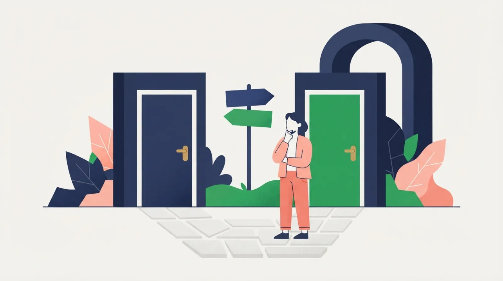 A learner choosing between two doors